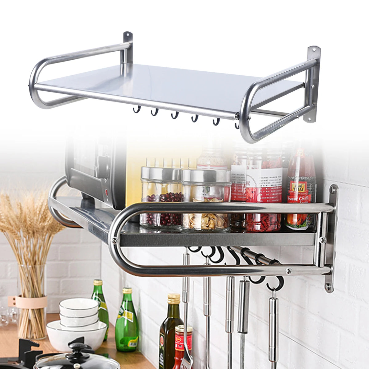 Wall Mounted Stainless Steel Microwave Oven Storage Rack