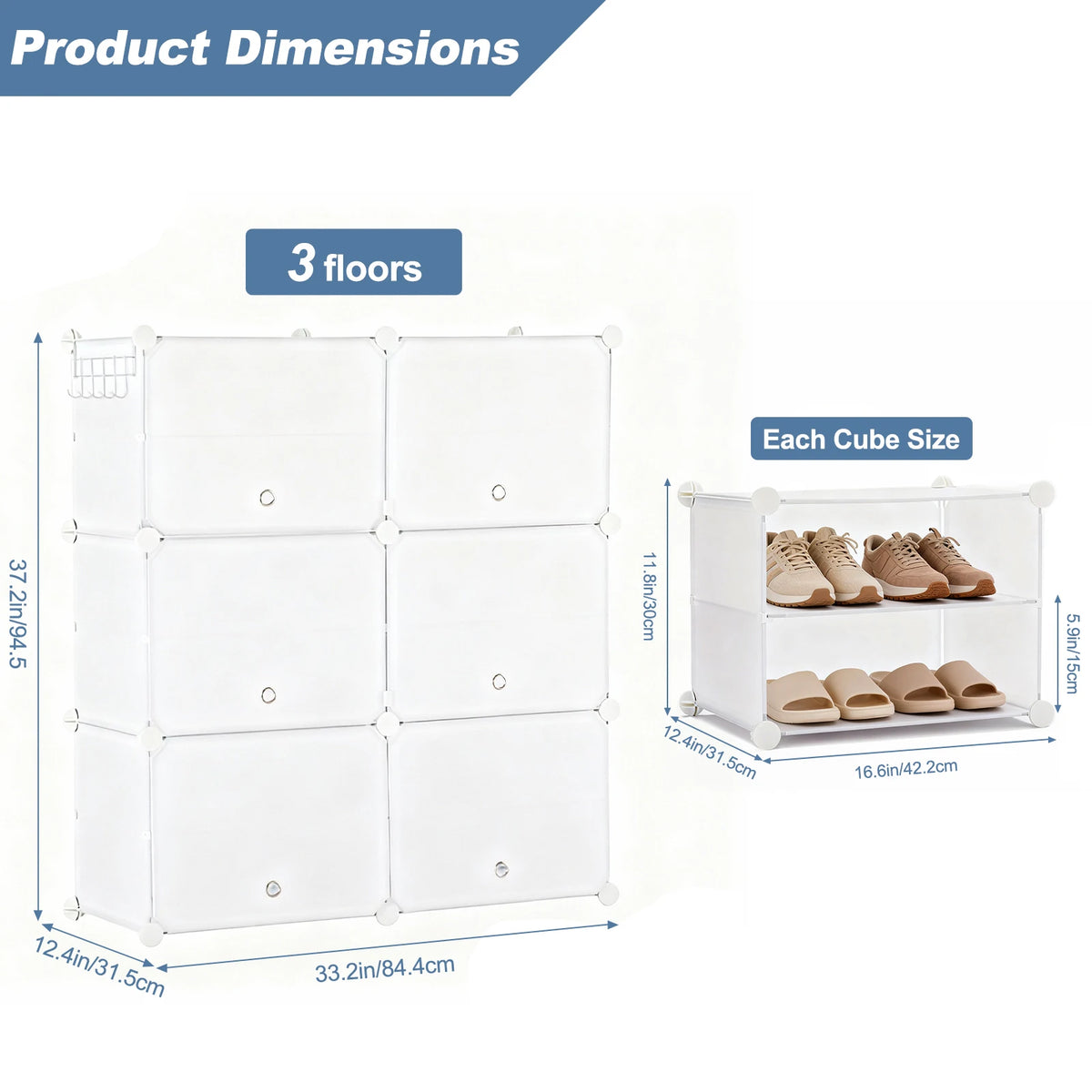 Jhk 8 Tier Stackable Shoe Storage Cabinet With Doors