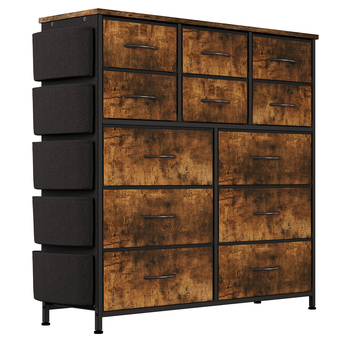 Himiss 12 Drawer Dresser With Metal Frame And Wood Top For Bedroom