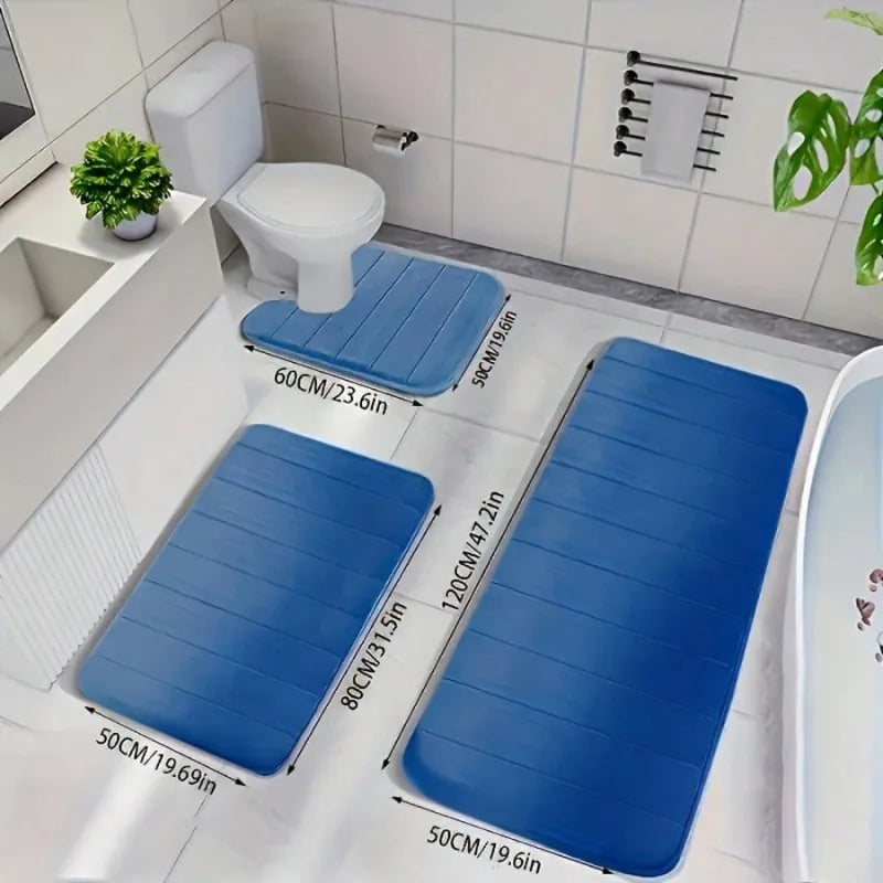 Memory Foam Bath Rug Set Non Slip Plush Bathroom Mats