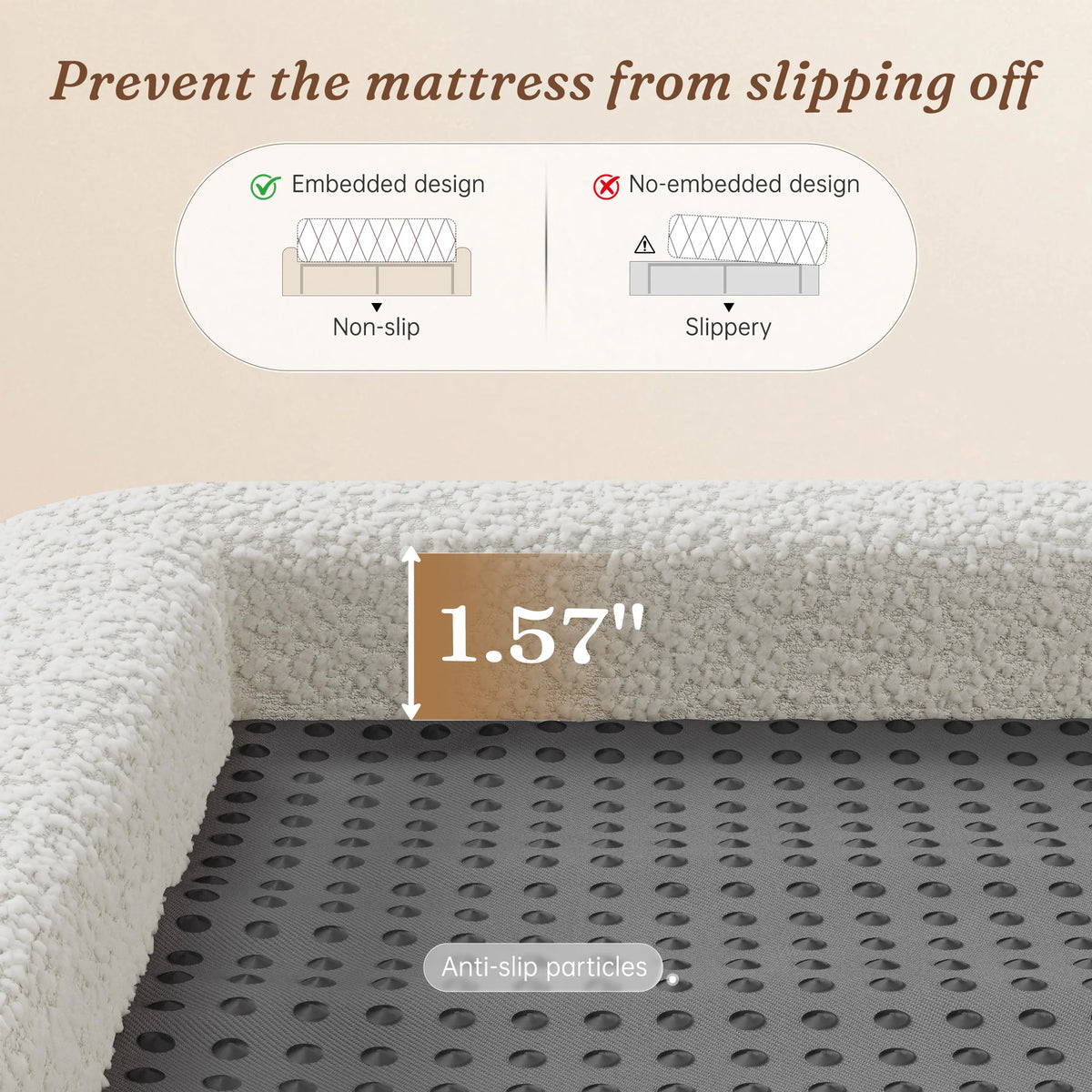 EnHomee Cloud Bed Frame With Thick Headboard And Soft Rounded Corners