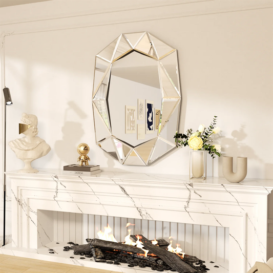 Decorative Asymmetrical Glass Wall Mirror For Living Room Accent