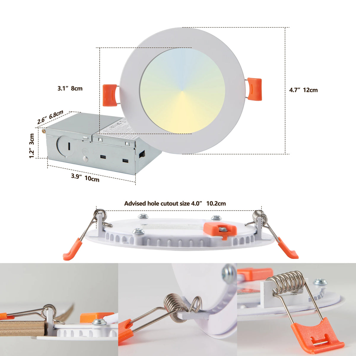 ARLGSITE Dimmable Recessed LED Ceiling Light Adjustable Color Temperature