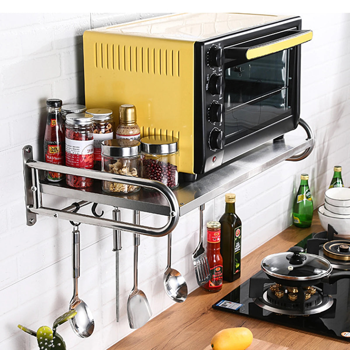 Wall Mounted Stainless Steel Microwave Oven Storage Rack