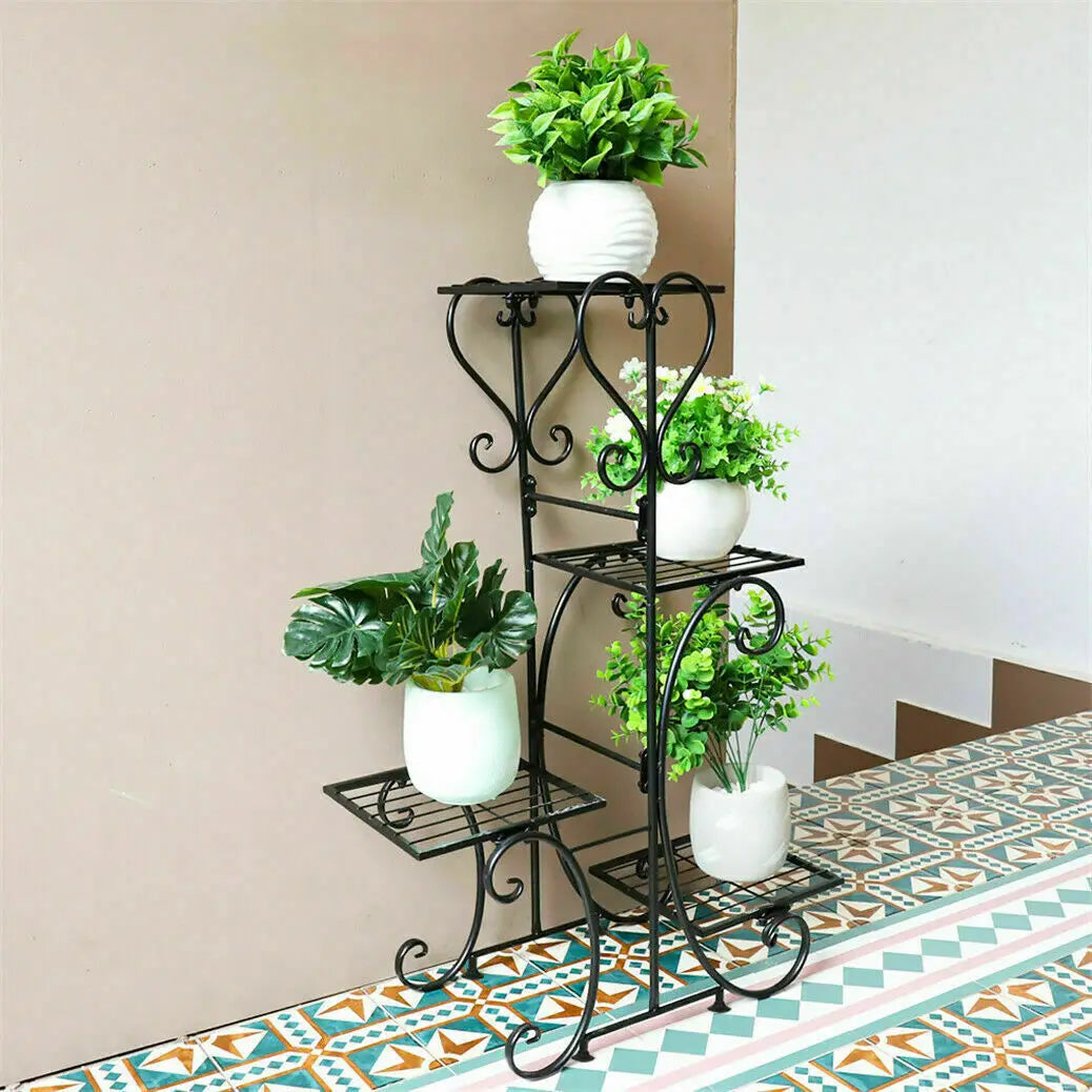 4 Tier Metal Plant Stand for Indoor Outdoor Flower Pot Display Rack
