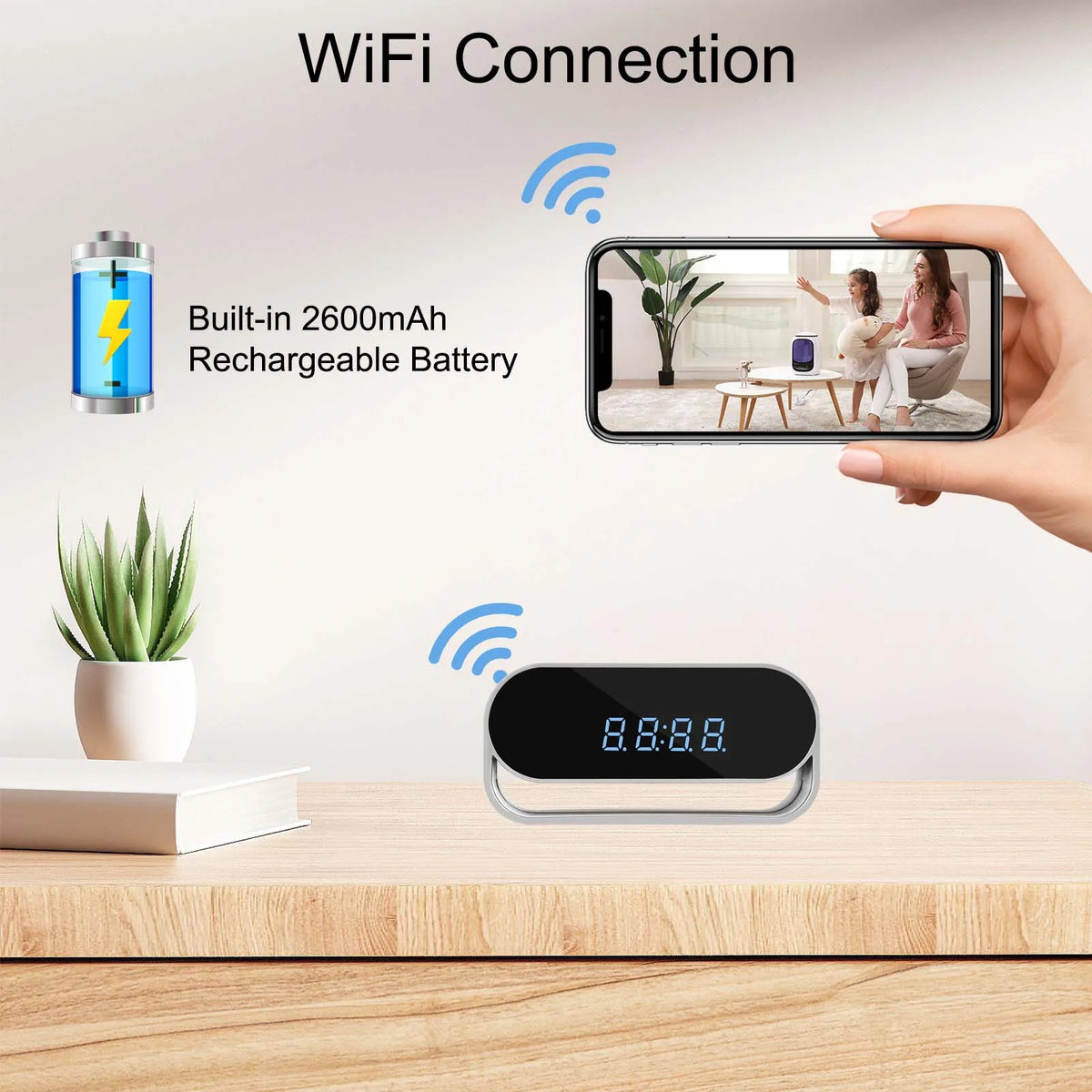 Ouvis 4K HD Clock Camera Featuring Night Vision Motion Detection