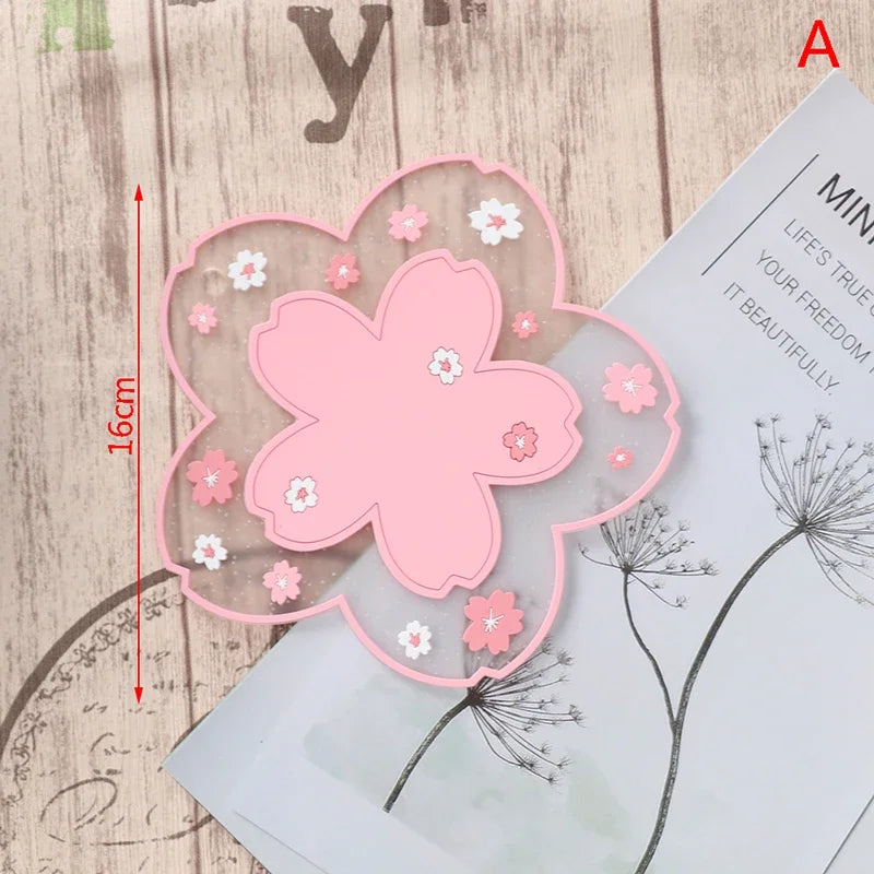 Silicone Cherry Blossom Heat Resistant Dining Table Mat And Coaster