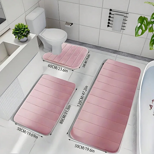 Memory Foam Bath Rug Set Non Slip Plush Bathroom Mats