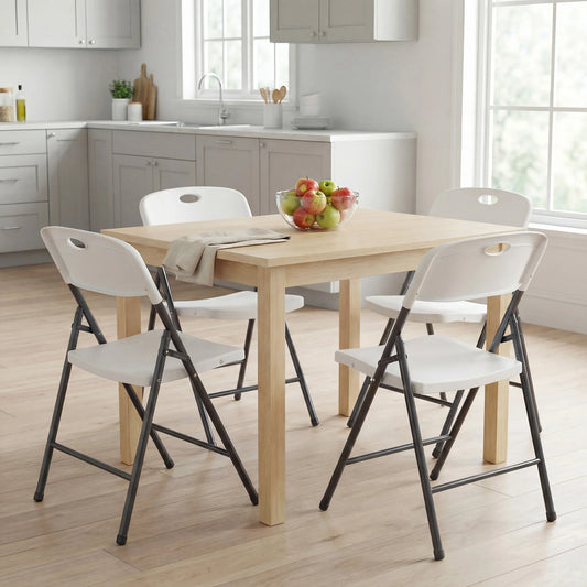 JHK Stackable Folding Chairs Ergonomic Heavy Duty Plastic And Metal For Home Dining