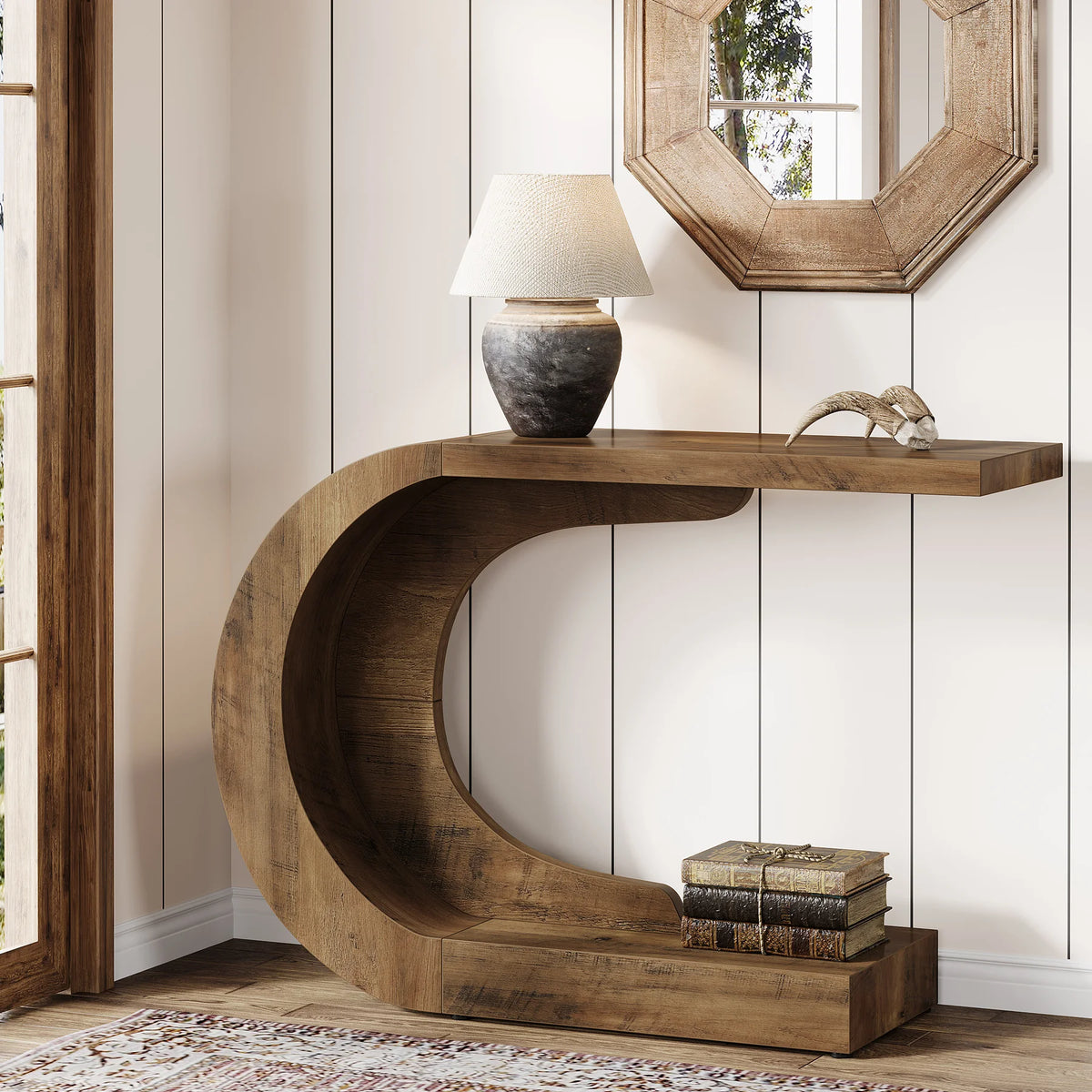 Tribesigns Mid-Century Modern Wooden Console Table With Storage