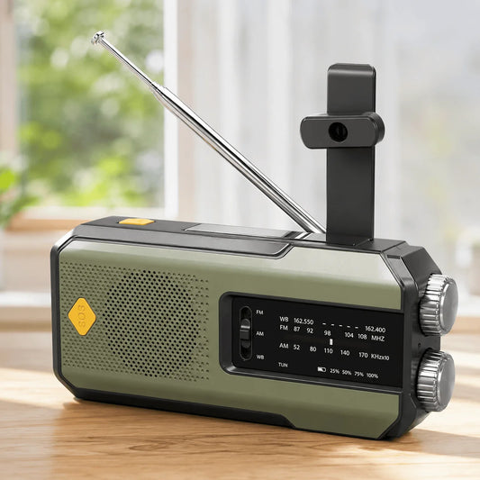 Stonego Solar Hand Crank Emergency Radio With Power Bank