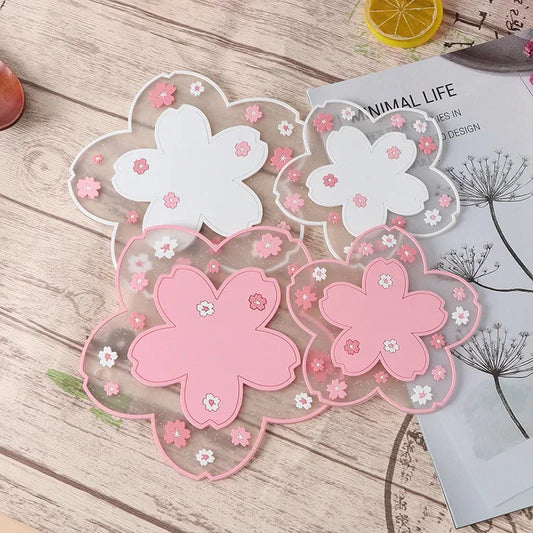 Silicone Cherry Blossom Heat Resistant Dining Table Mat And Coaster