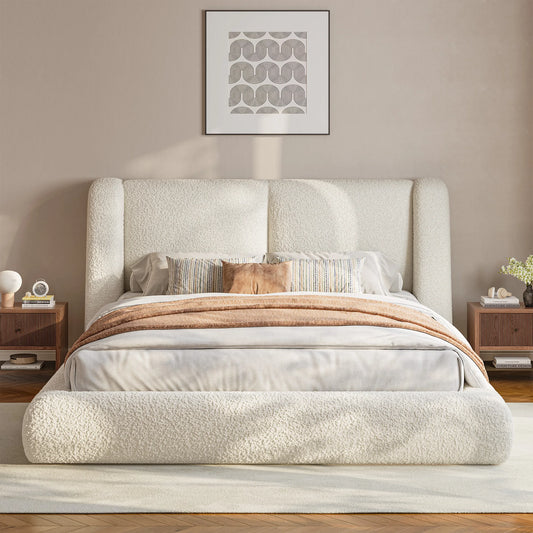 EnHomee Cloud Bed Frame With Thick Headboard And Soft Rounded Corners
