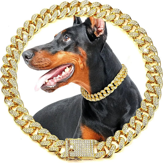 Stainless Steel Dog Chain Collar Jewelry For Pets Jeweled Accessory