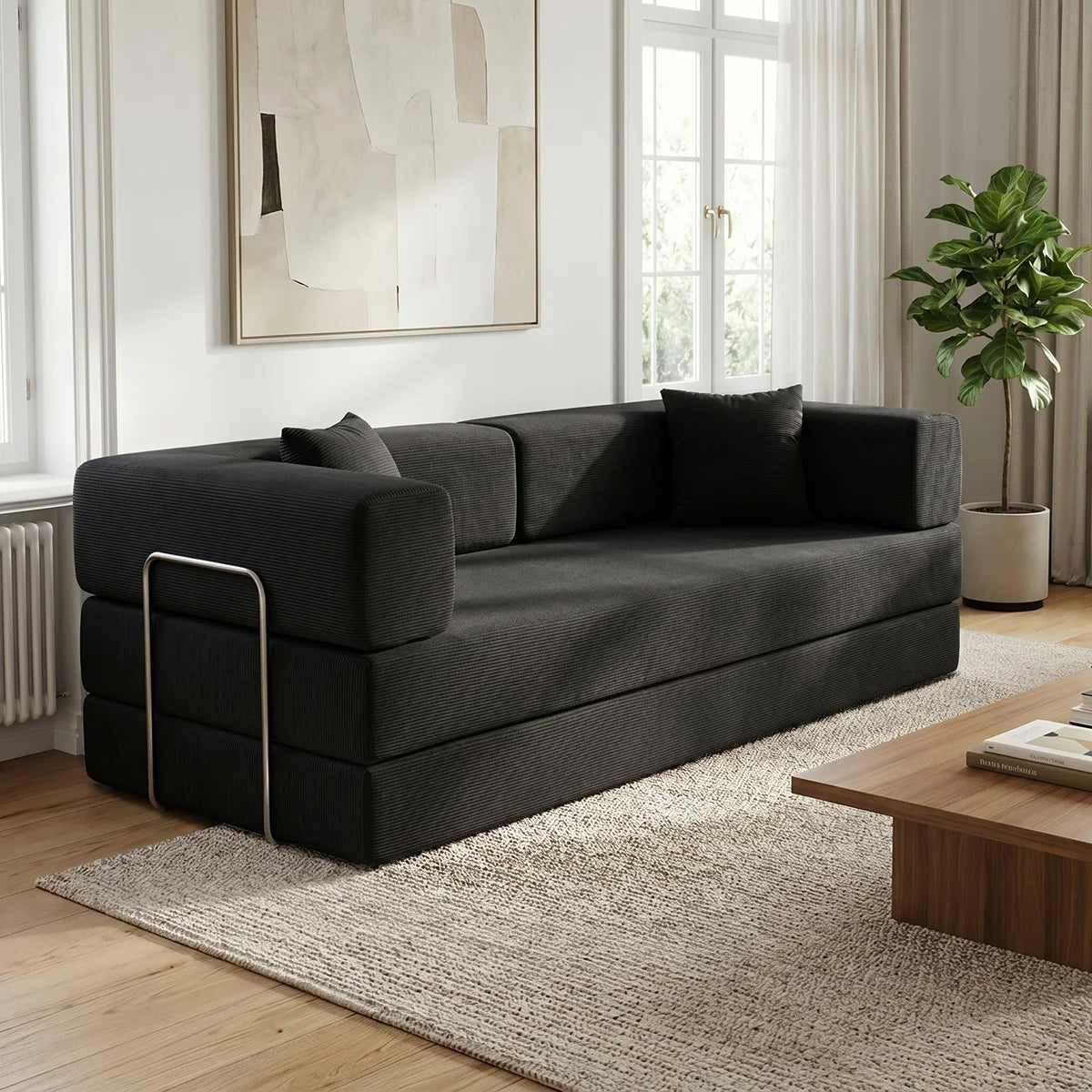 YQzyphyna Modern Convertible Futon Sofa Bed For Living Room