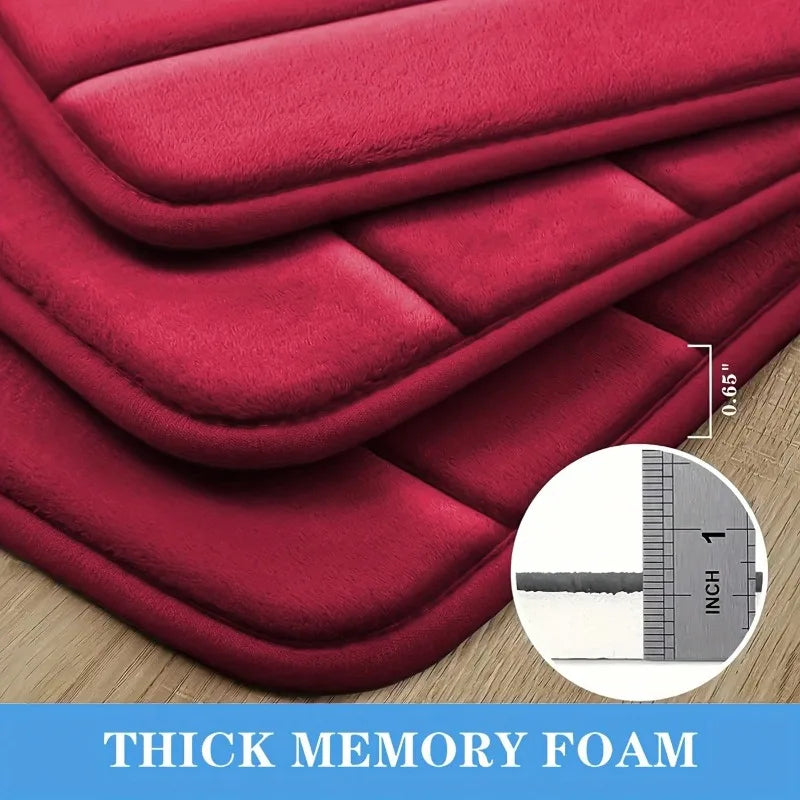 Memory Foam Bath Rug Set Non Slip Plush Bathroom Mats