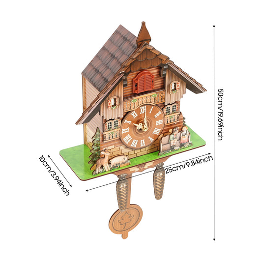 Nordic Vintage Wooden Cuckoo Wall Clock With Bird Chime
