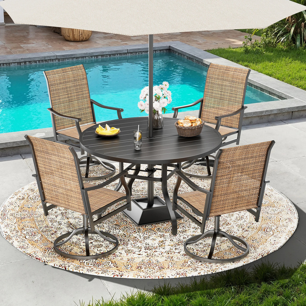 FARINI 41 Inch Round Metal Outdoor Patio Dining Table
