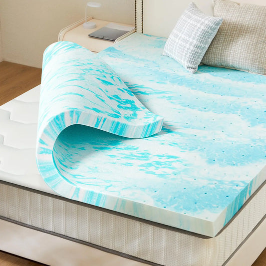 JHK Gel Memory Foam Mattress Topper Cooling Breathable Comfort