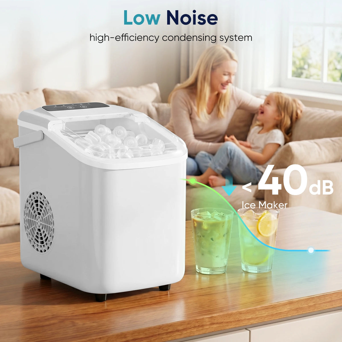 Jhk Portable Countertop Ice Maker With Convenient Carry Handle