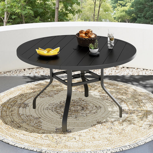 FARINI 41 Inch Round Metal Outdoor Patio Dining Table