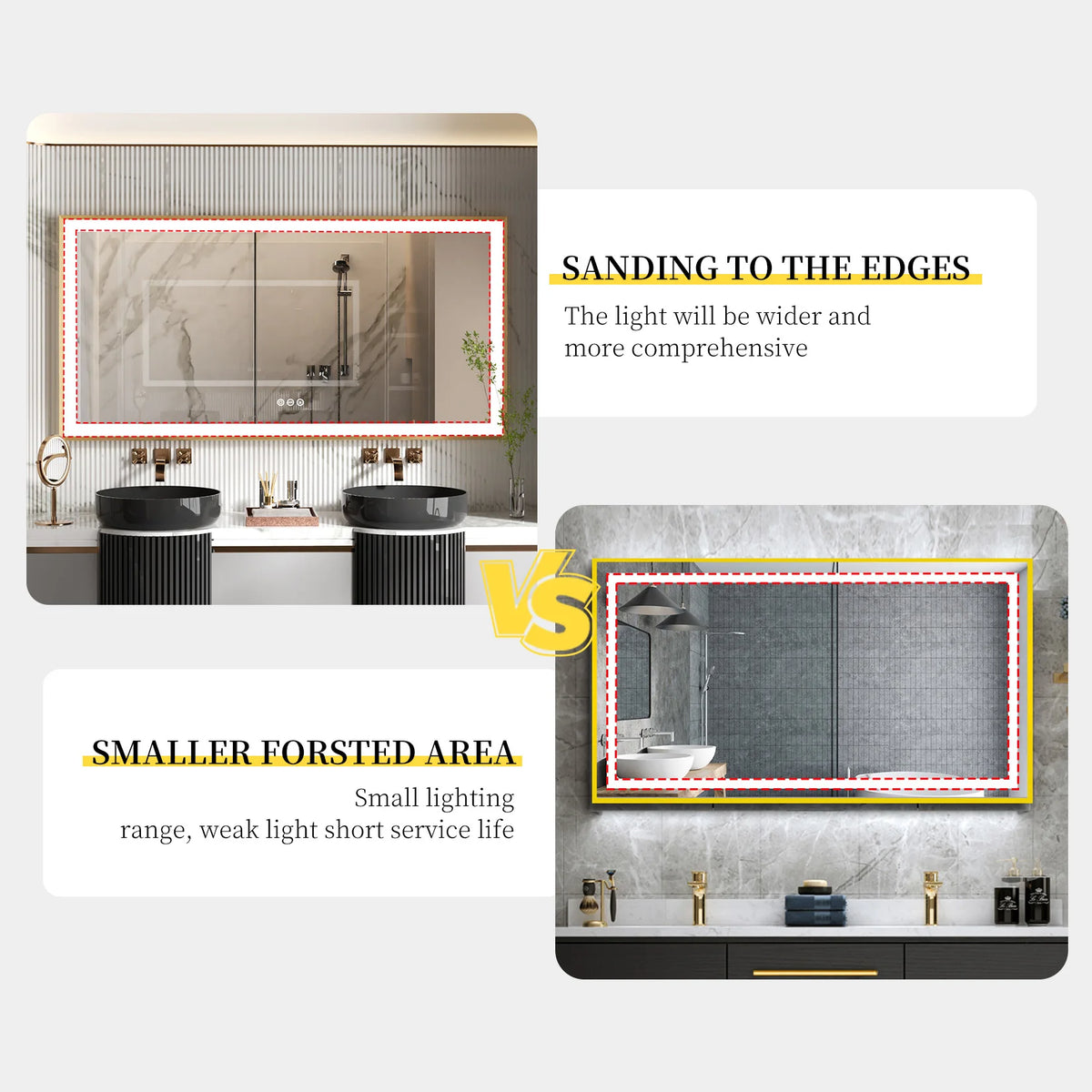 Gold Frame LED Bathroom Vanity Mirror Rectangle With Tricolors