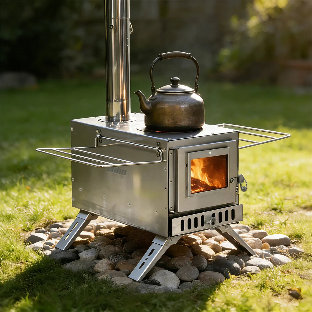 UNHO Stainless Steel Portable Wood Burning Stove With Chimney