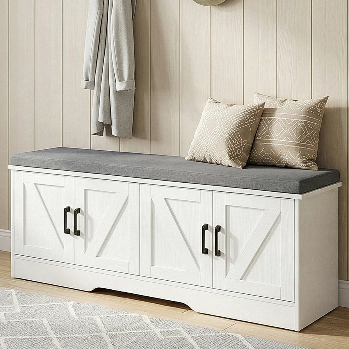 JHK Storage Bench Shoe Organizer With Padded Seat