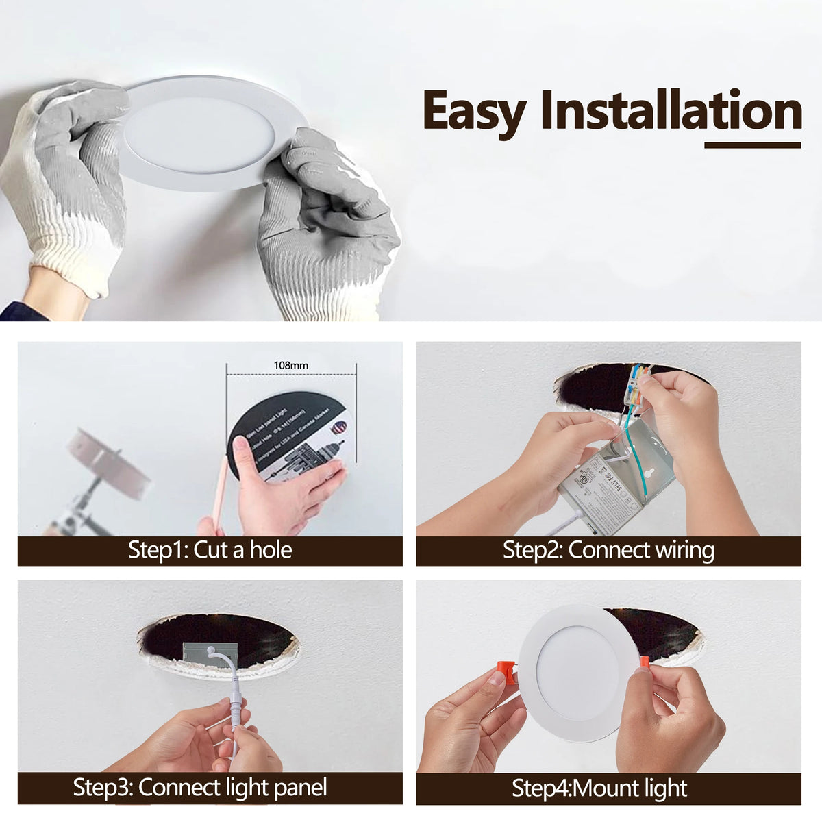 ARLGSITE Dimmable Recessed LED Ceiling Light Adjustable Color Temperature