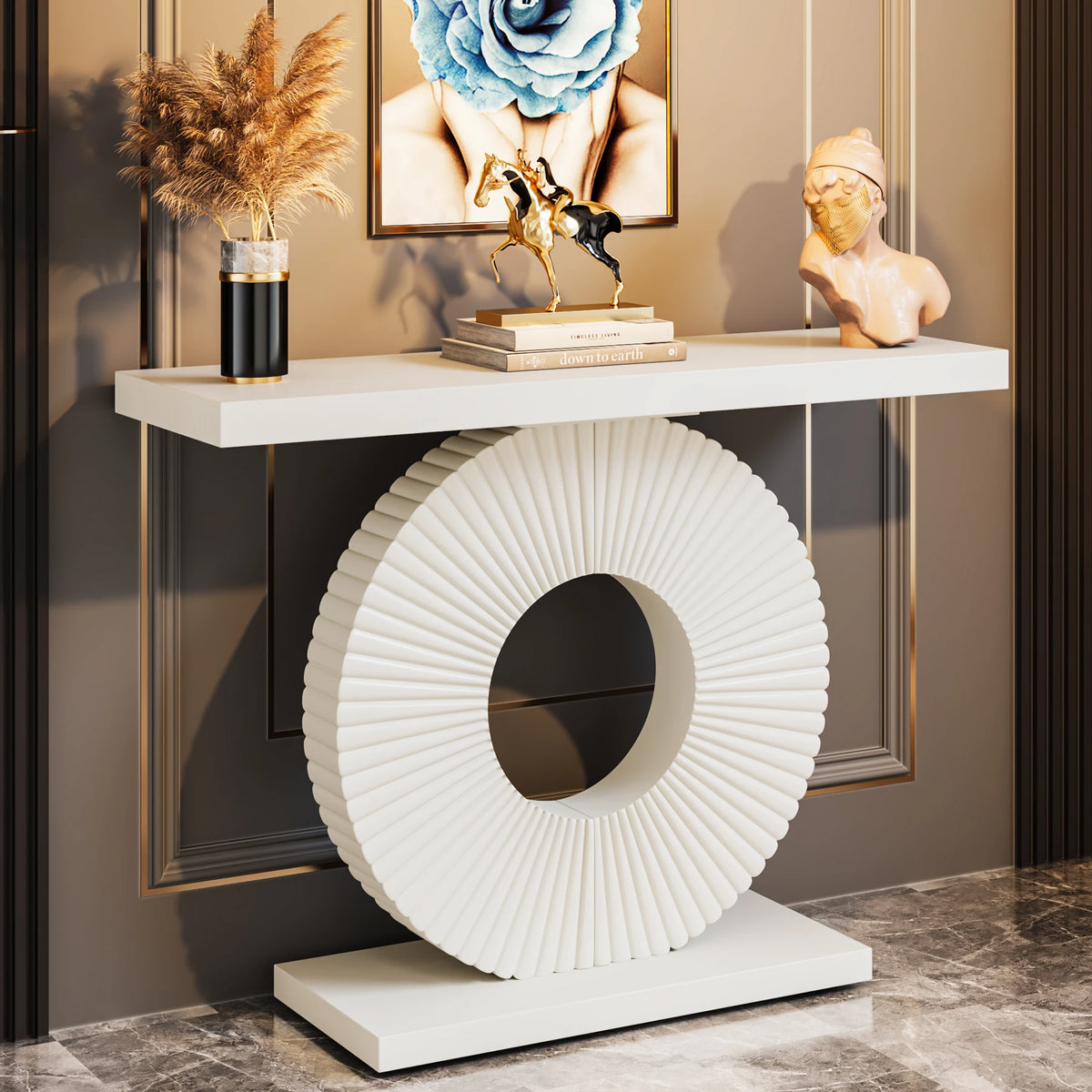 Tribesigns Modern Console Table With Geometric Base Entryway Table