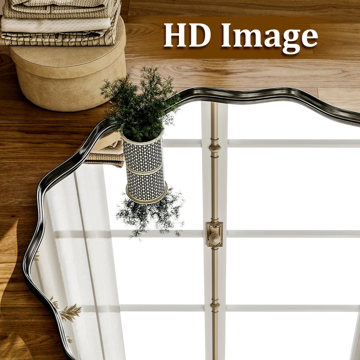 Beautypeak Wavy Round Decorative Wall Mirror With Glass Frame