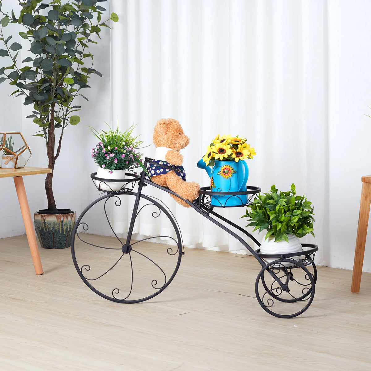Wisfor 3 Tier Bicycle Metal Plant Stand Flower Pot Holder Garden Decor Organizer Rack