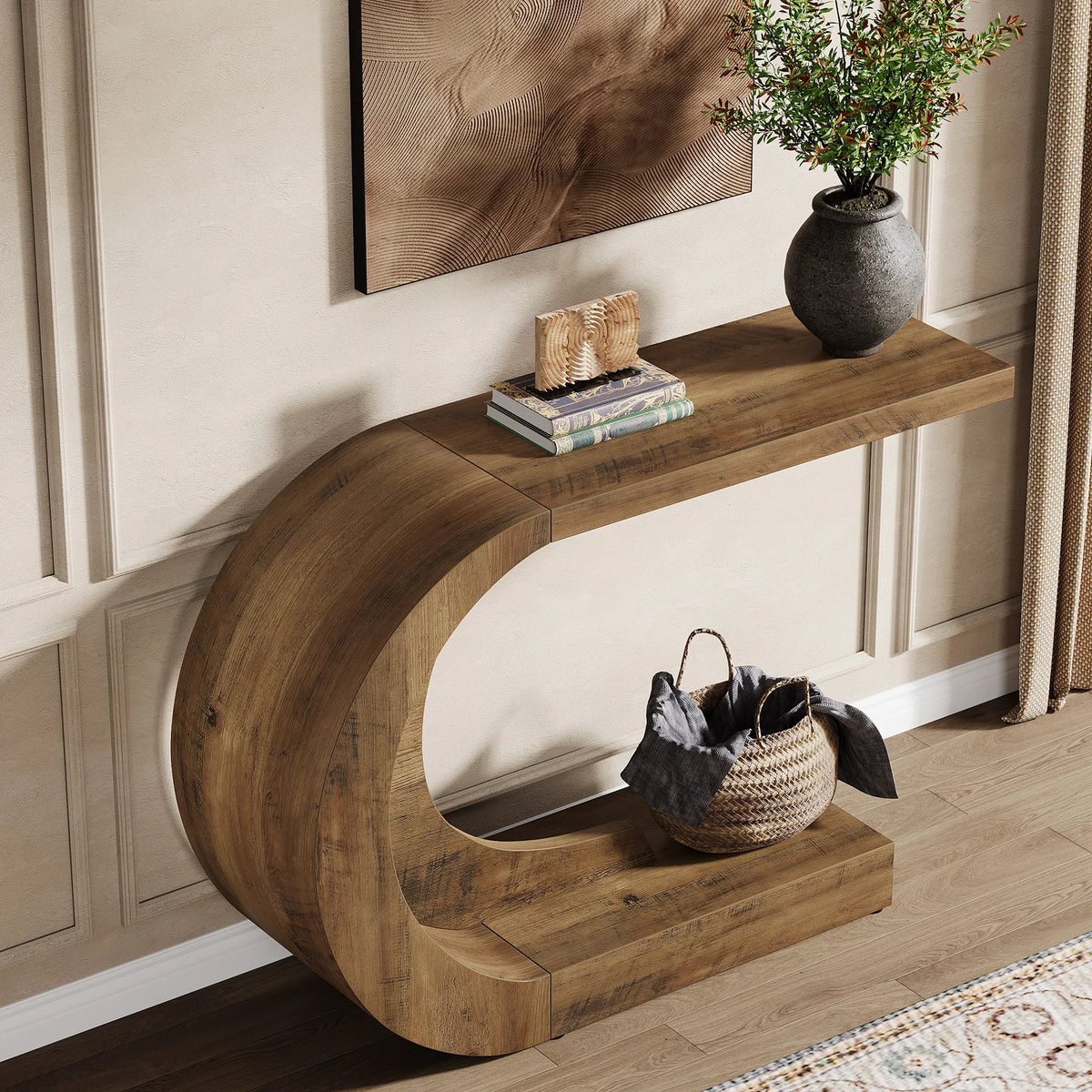 Tribesigns Mid-Century Modern Wooden Console Table With Storage