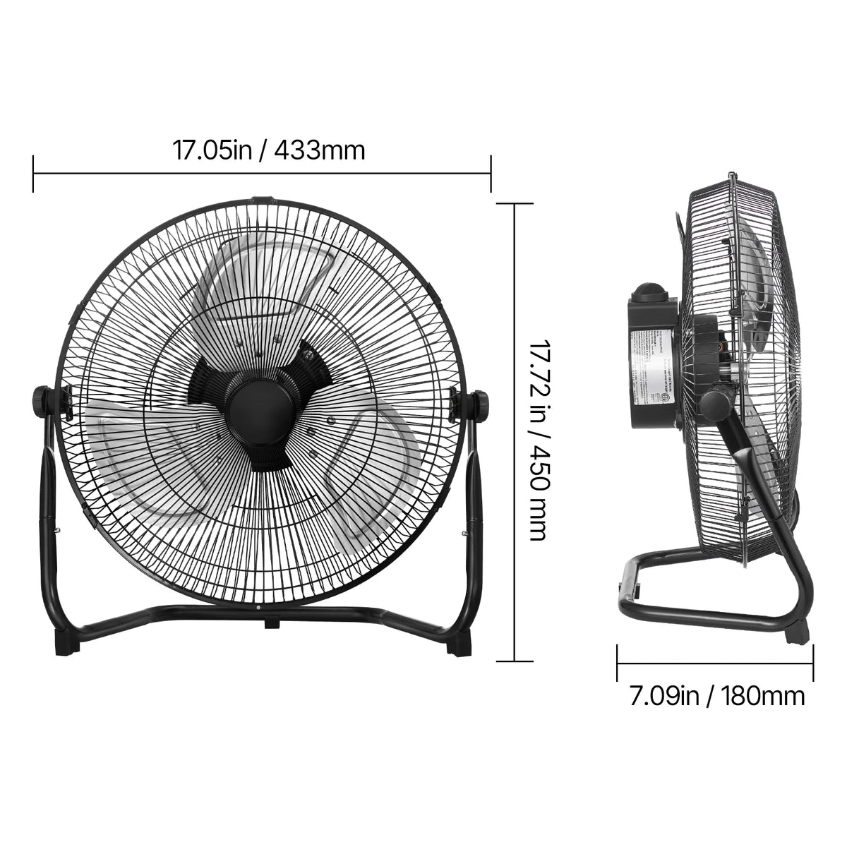 SucceBuy High Velocity Industrial Floor Fan With Adjustable Tilt