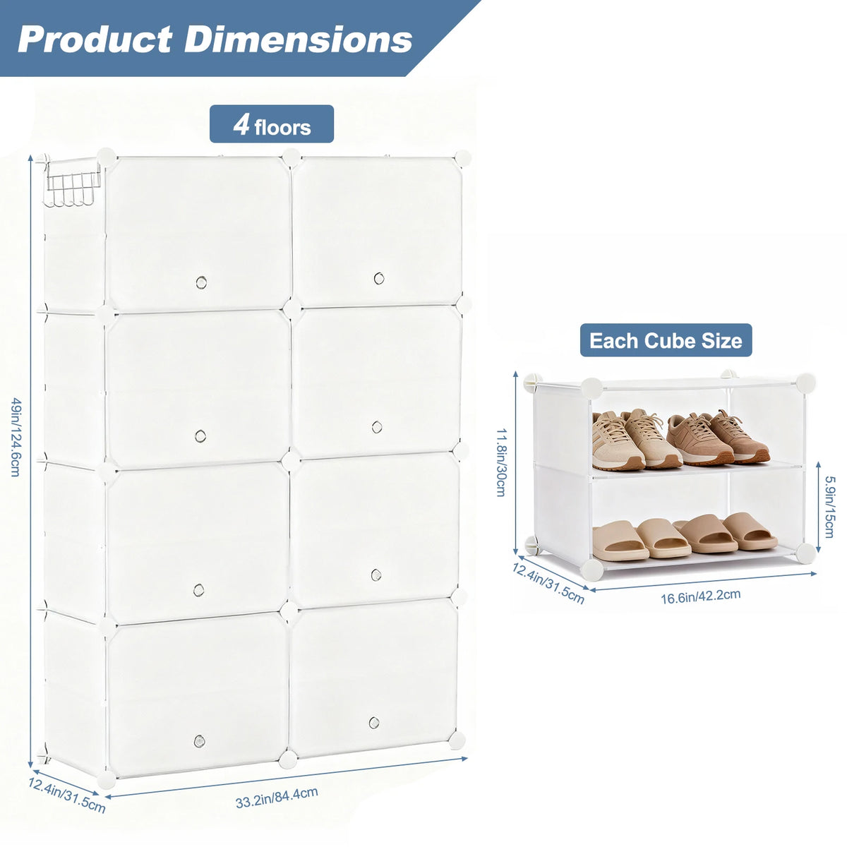 Jhk 8 Tier Stackable Shoe Storage Cabinet Plastic