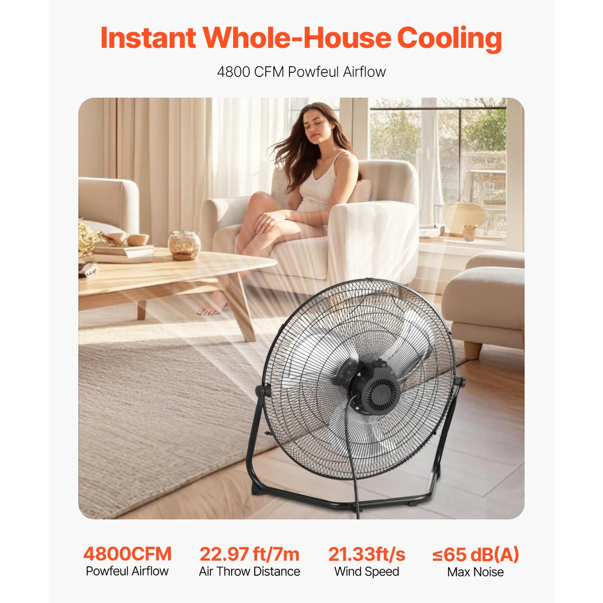 SucceBuy High Velocity Industrial Floor Fan With Adjustable Tilt