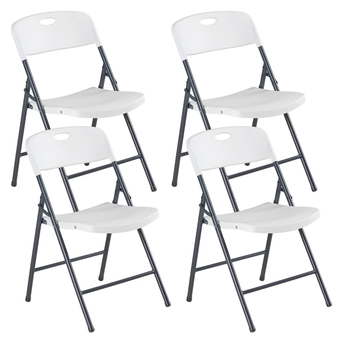 JHK Stackable Folding Chairs Ergonomic Heavy Duty Plastic And Metal For Home Dining