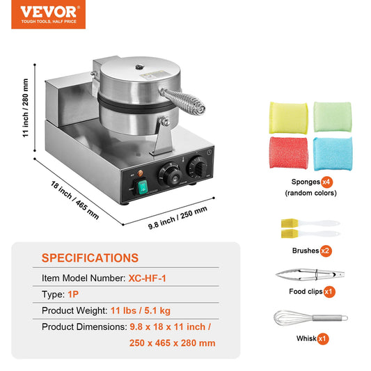 SucceBuy Commercial Belgian Waffle Maker Nonstick Stainless Steel Timer