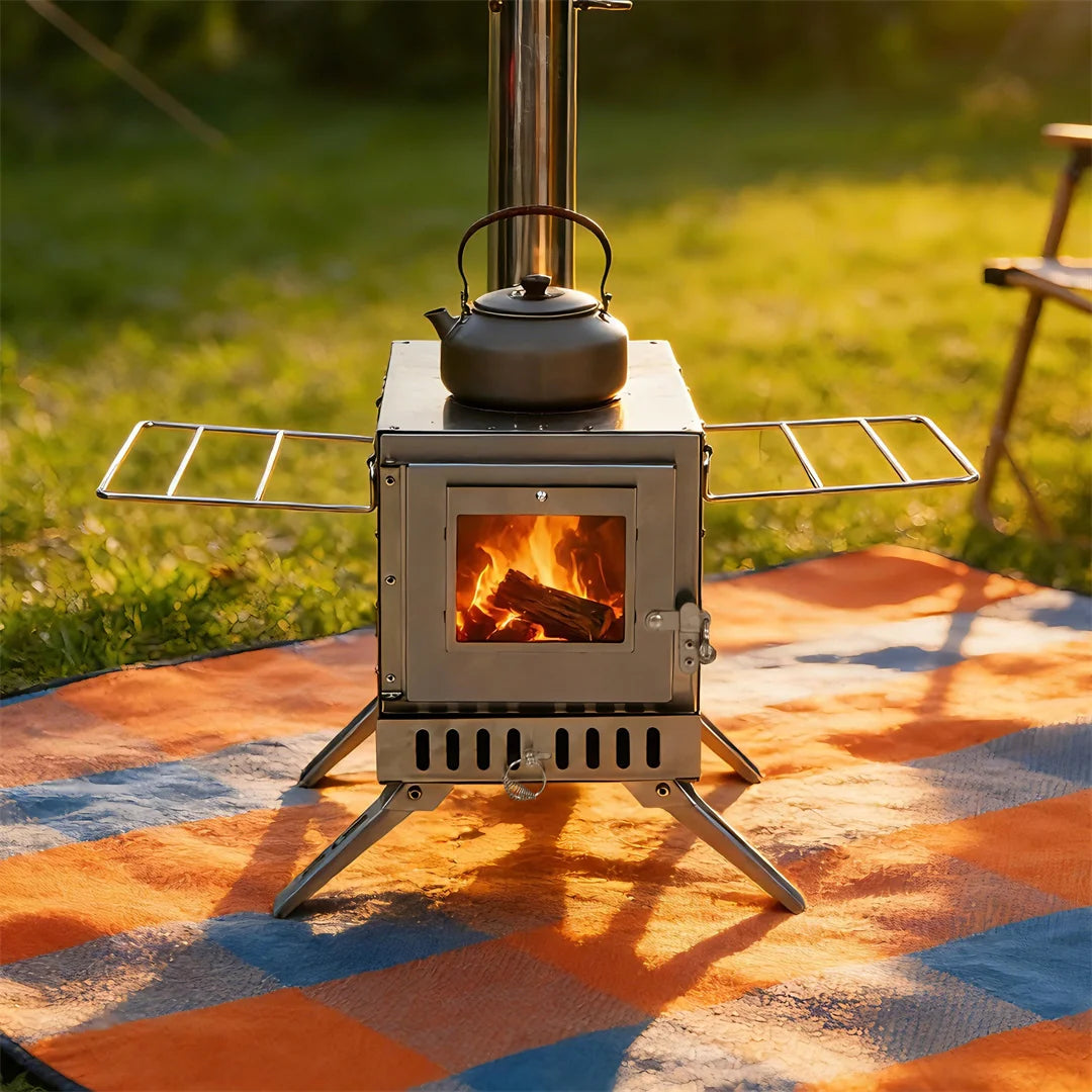 UNHO Stainless Steel Portable Wood Burning Stove With Chimney