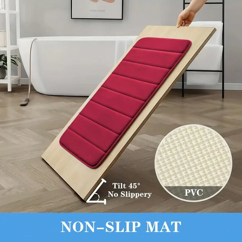 Memory Foam Bath Rug Set Non Slip Plush Bathroom Mats